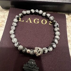 LAGOS Black and Gray Beaded Bracelet with Silver Detail
